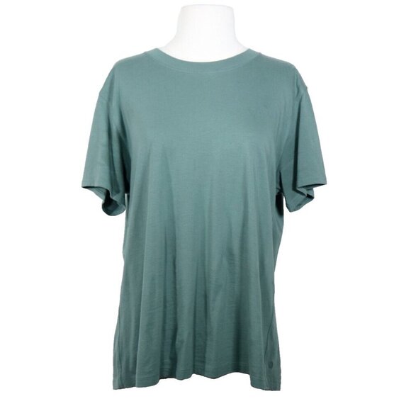 Lululemon Women's Small Green All Yours T-Shirt Heart Print Cotton Crew Neck Top - Picture 3 of 5